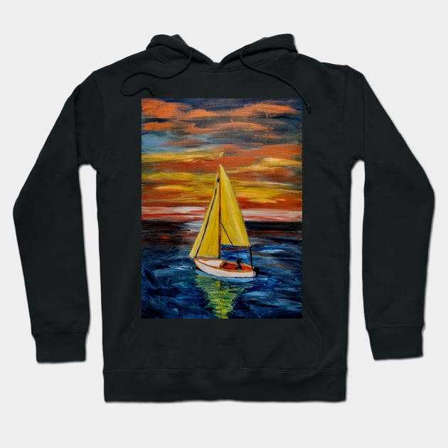 Out sailing at sunset. Hoodie by kkartwork